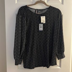 NWT Black patterned Adriana Papell long-sleeve top